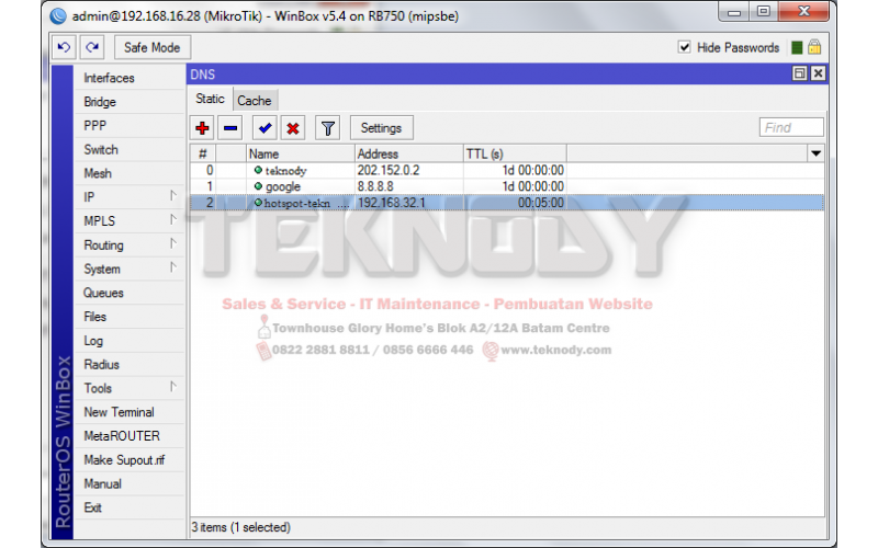 Merubah Ip Address Menjadi Nama Domain Di Mikrotik