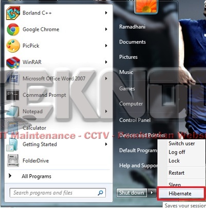 Mengaktifkan Mode Hibernate Windows 7