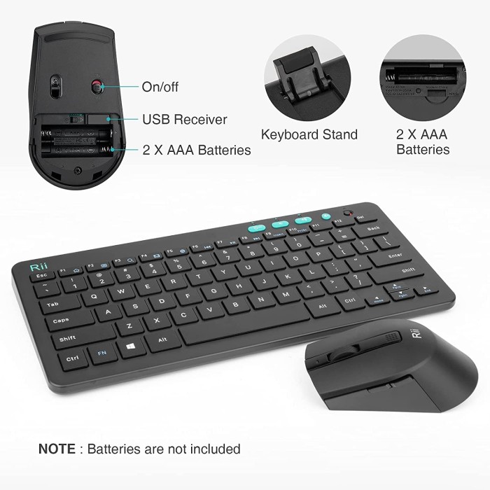 Rii RKM709 2.4 Gigahertz Ultra-Slim Wireless Keyboard and Mouse Combo