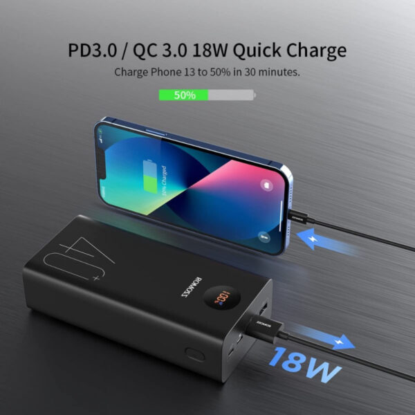 ROMOSS PowerBank 18W Zeus PEA40 40000mAh LCD PD QC 3.0 QuickCharge Fast Charge - Gambar 5