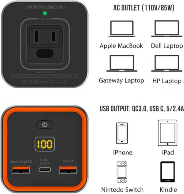 JACKERY UPS Portable Power Station PowerBar 77Wh/20800mAh 85W Lithium Battery - Gambar 5