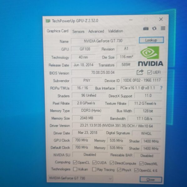 PNY GeForce GT 730 GT730 2GB GDDR3 128 Bit T1 - Gambar 5