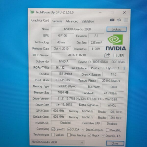 NVIDIA Quadro 2000 Quadro2000 1GB GDDR5 128 Bit - Gambar 5
