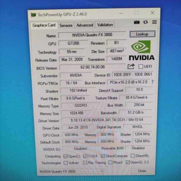NVIDIA Quadro FX 3800 FX3800 1GB GDDR3 256 Bit - Gambar 5