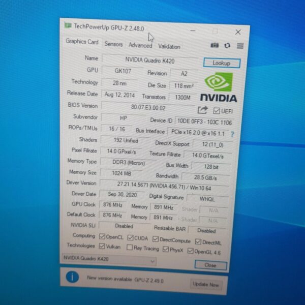 NVIDIA Quadro K420 Quadro K 420 1GB GDDR3 128 Bit T1 - Gambar 5