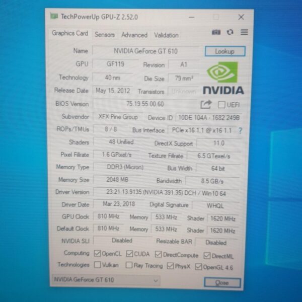 XFX GeForce GT 610 GT610 2GB GDDR3 64 Bit - Gambar 5