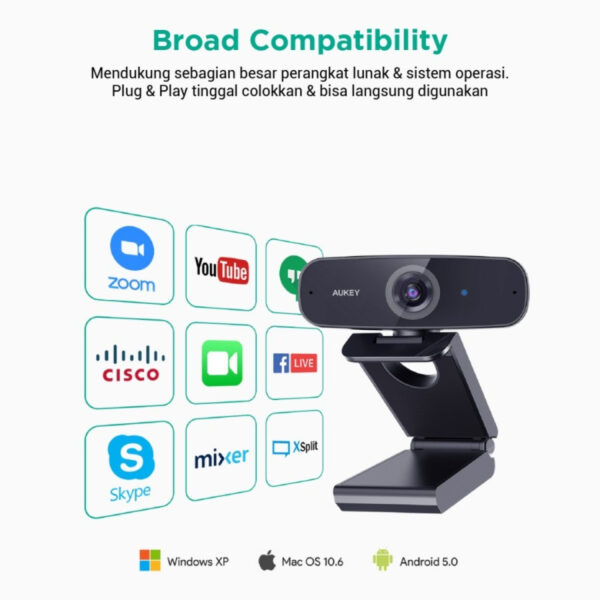 Aukey Webcam PC-W3 FHD 1080p dan Dual MIC - Gambar 4