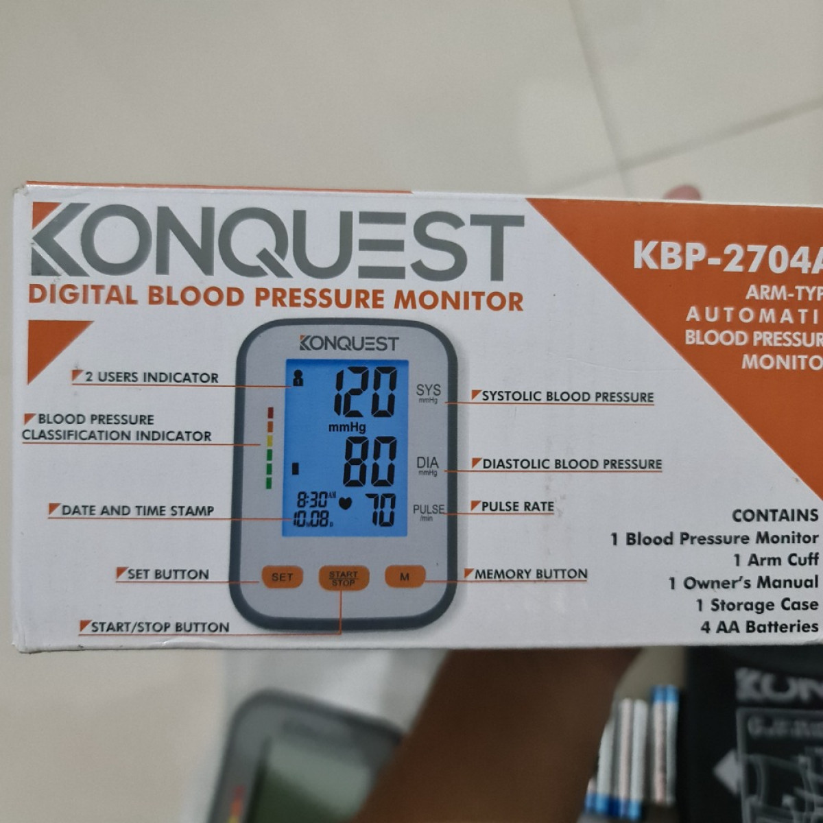 Konquest KBP-2704A Alat Pengukur Tekanan Darah Digital Deteksi Irregular Heartbeat