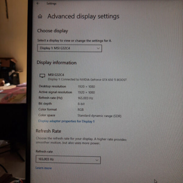 MSI Optix G32C4 FHD 1080p 165Hz Frameless Curved Gaming Monitor - Gambar 5