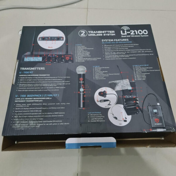 Nady U-2100 Dual UHF Dual 2 Channel Mic Microphone Wireless System - Gambar 2