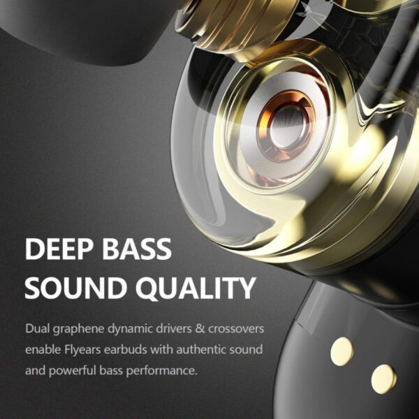 Flyears 3 TWS Earphone Headset Earbud Bluetooth Dual Driver Deep Bass - Gambar 4