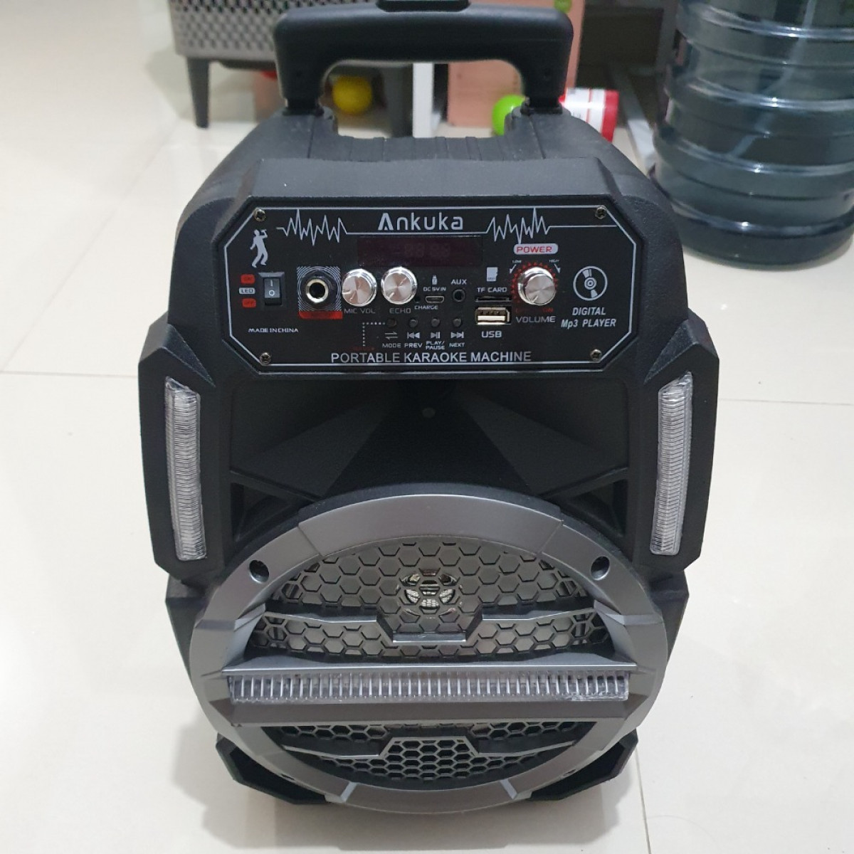 Ankuka Portable Karaoke Speaker Bluetooth Lampu LED Nyanyi Subwoofer