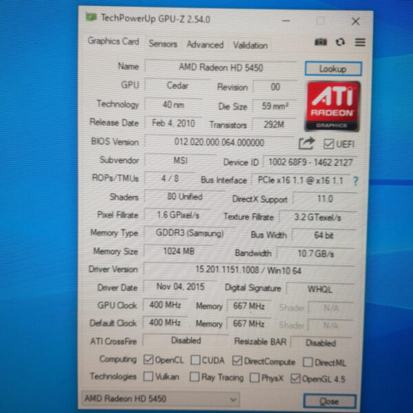 MSI Radeon HD 5450 HD5450 1GB GDDR3 64 Bit T1 - Gambar 5