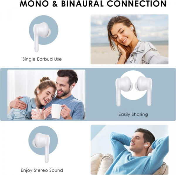 HolyHigh EA9 Putih Noise Canceling Mic TWS Earphone Earbud Bluetooth - Gambar 6