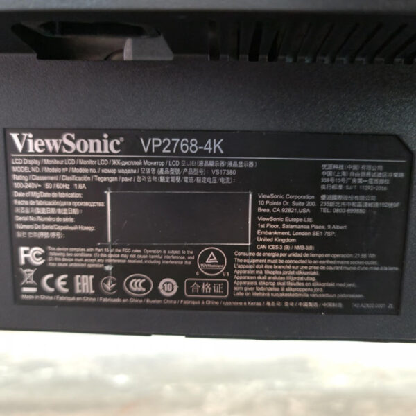 ViewSonic VP2768-4K UHD 4K 2160p IPS HDR sRGB Professional Monitor - Gambar 3