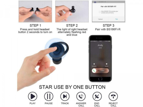 ZTVA BS186GB 3D Stereo Deep Bass Audio TWS Earphone Earbud Bluetooth - Gambar 3