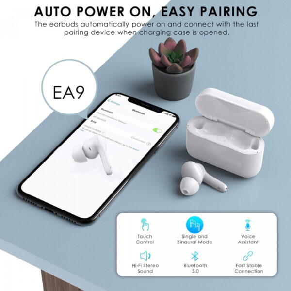 HolyHigh EA9 Putih Noise Canceling Mic TWS Earphone Earbud Bluetooth - Gambar 7