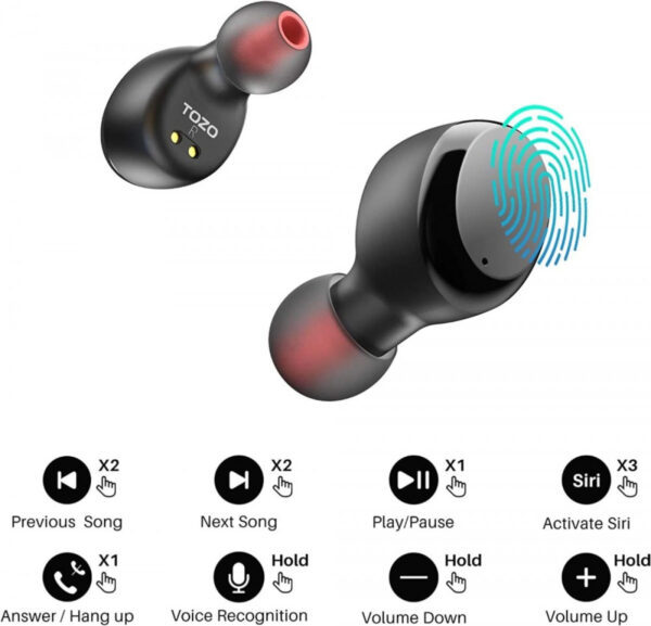 Tozo T6 Touch Control Premium Deep Bass TWS Earphone Earbud Bluetooth - Gambar 7