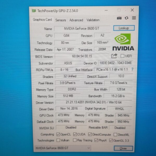 ASUS GeForce 8600 GT 8600GT 512MB GDDR2 128 Bit - Gambar 5