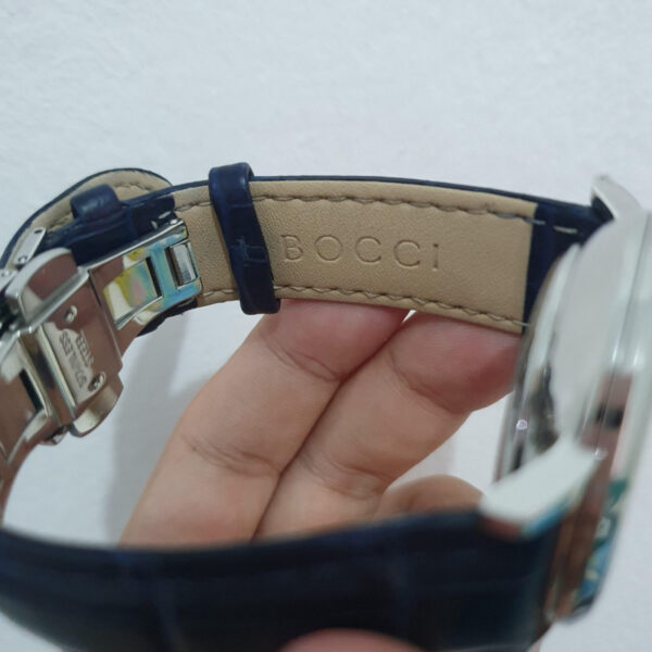 BOCCI Mens Automatic Watch Navy Leather Band Mechanical Jam Tangan Ori - Gambar 5