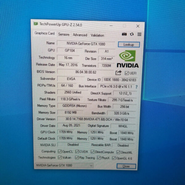 EVGA GeForce GTX 1080 GTX1080 8GB GDDR5X 256 Bit - Gambar 5
