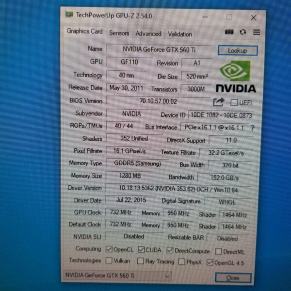 NVIDIA GeForce GTX 560 TI GTX 560TI 1280MB GDDR5 320 Bit - Gambar 5