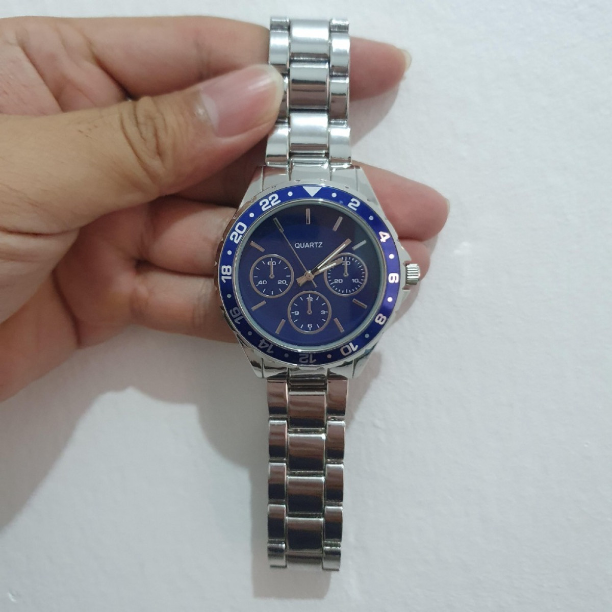 BWC SR626SW Men Stainless Steel Quartz Watch with Blue Dial Jam Tangan