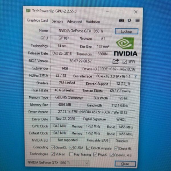 MSI GeForce GTX 1050 TI GTX 1050TI 4GB GDDR5 128 Bit T1 - Gambar 5