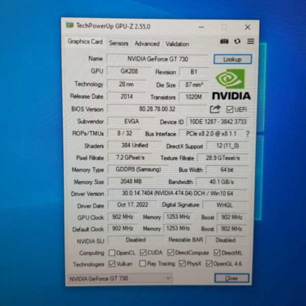EVGA GeForce GT 730 GT730 2GB GDDR5 64 Bit T1 - Gambar 5