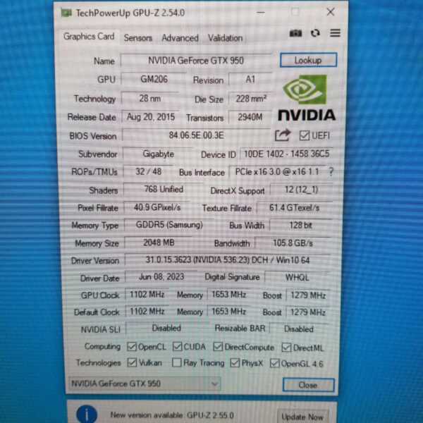 GIGABYTE GeForce GTX 950 GTX950 2GB GDDR5 128Bit - Gambar 5