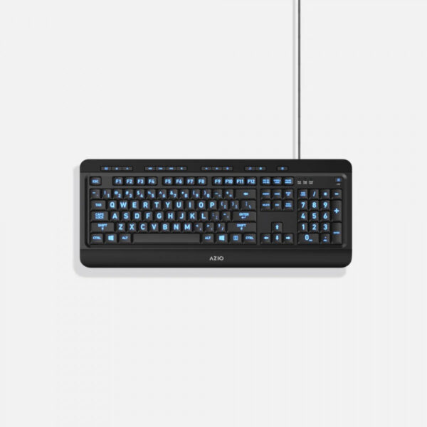 Azio KB505U Vision Large Print Backlit Wired Keyboard - Black