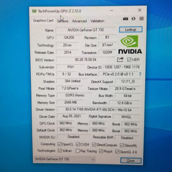 PNY GeForce GT 730 GT730 2GB GDDR3 128 Bit - Gambar 5