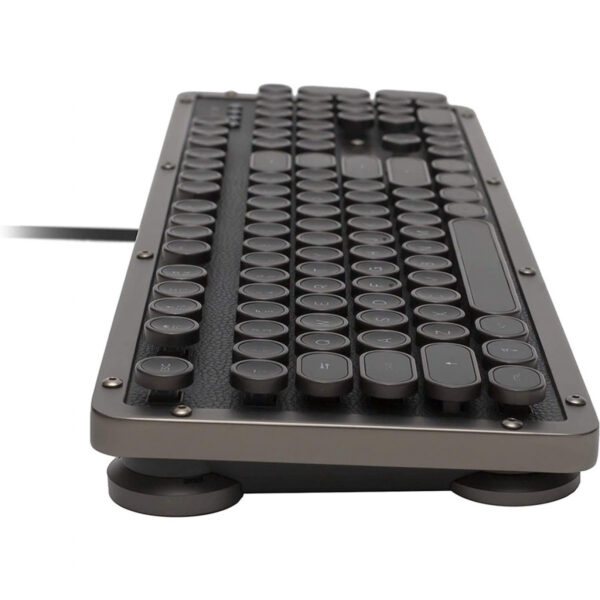 Azio Retro Classic Bluetooth Gunmetal Wireless Wired Leather Vintage Backlit Mechanical Keyboard - Gambar 6