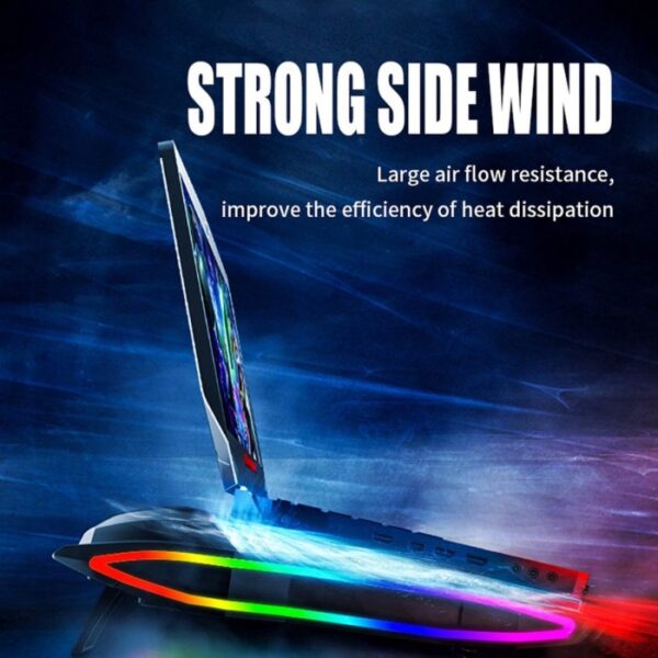 Game Laptop Cooling Pad Cooling Stand Pad Cooling Panel RGB Lighting - Gambar 2