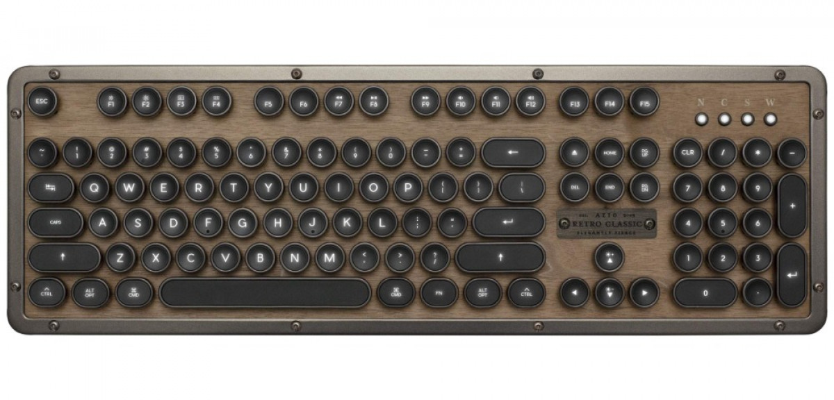 Azio Retro Classic MK-RETRO-BT-W-01-US Black Brown Mechanical Keyboard