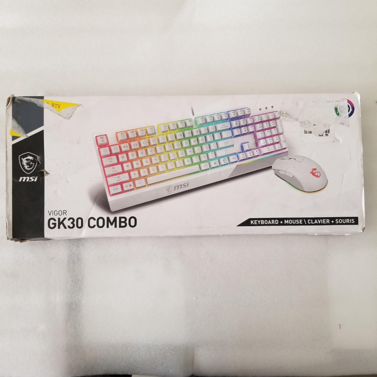 Keyboard Mouse MSI Vigor GK30 White Clutch GM11 Mouse RGB Combo White