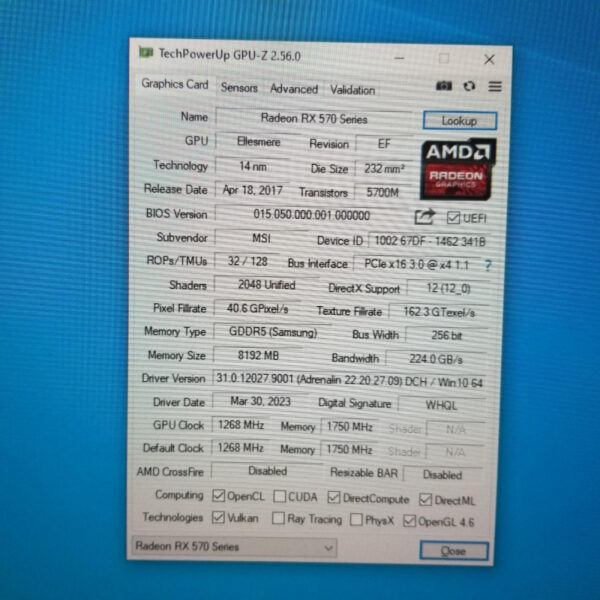 MSI Radeon RX 570 RX570 8GB GDDR5 256Bit - Gambar 5