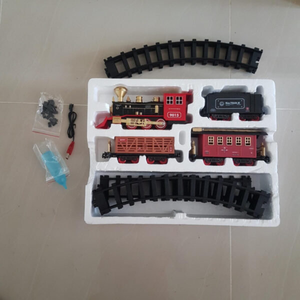 Mainan Anak Kereta Api Rel 9015 Classical Train Baterai Asap Lampu - Gambar 2