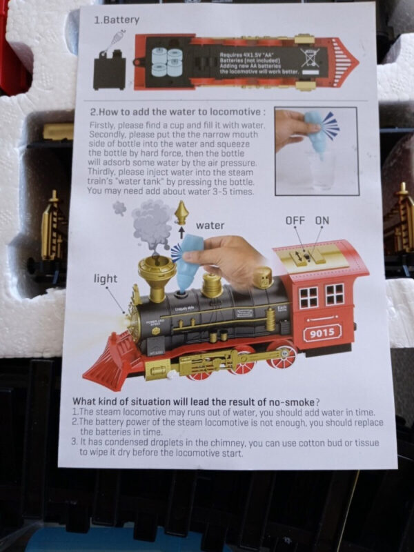 Mainan Anak Kereta Api Rel 9015 Classical Train Baterai Asap Lampu - Gambar 3