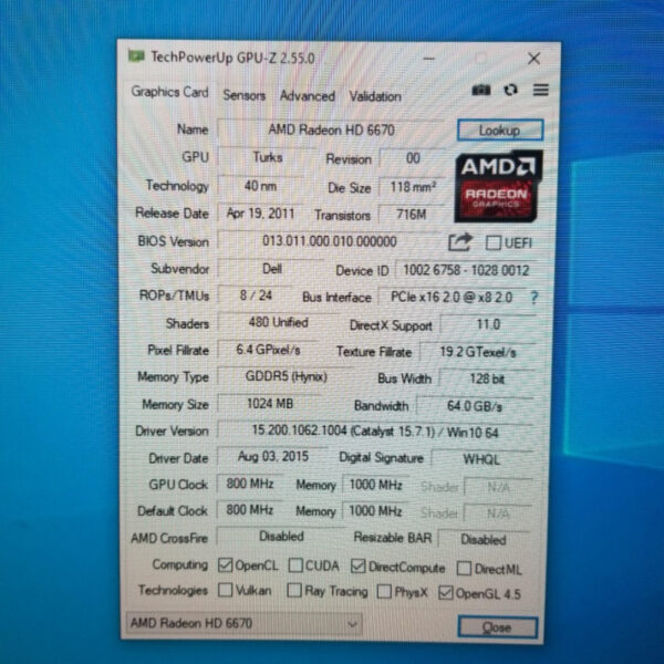 DELL Radeon HD 6670 HD6670 1GB GDDR5 128 Bit - Gambar 5