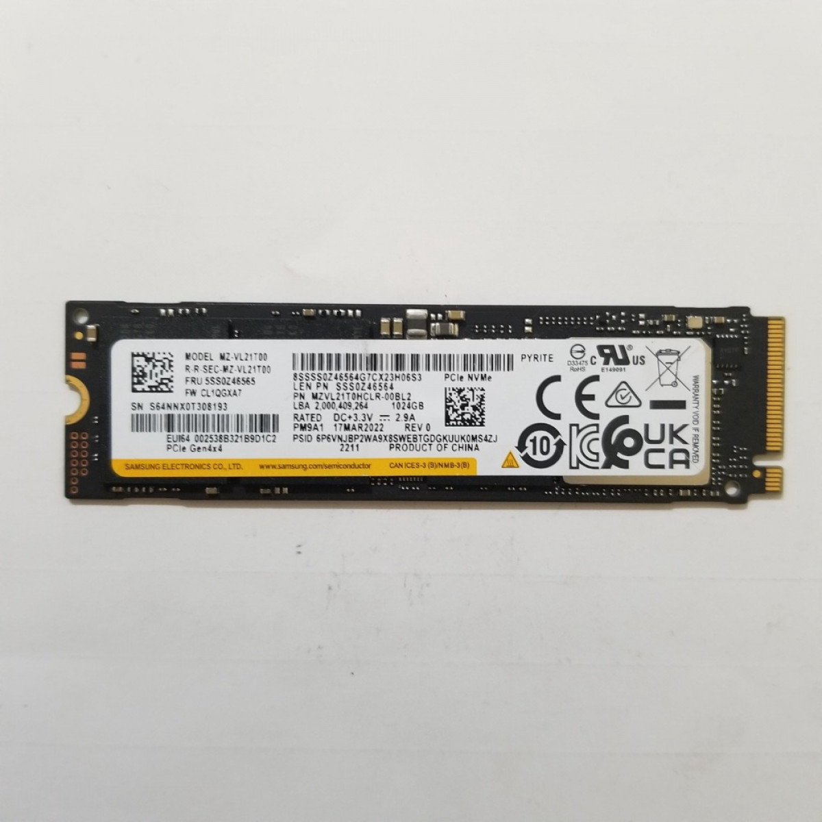 SSD M2 NVME 1TB Samsung MZ-VL21T00 PCIE Gen 4 x4