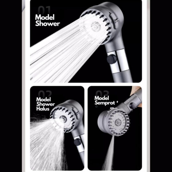 Kepala Shower Turbo 3 Mode Hand Shower Tekanan Tinggi dengan Filter - Gambar 4