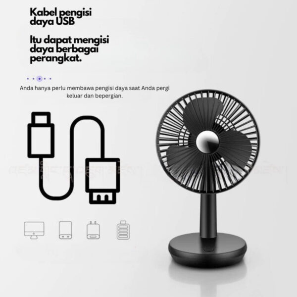 USB Fan Kipas Meja Kipas Cas Mini 4 Kecepatan tinggi Baterai 2400 Mah - Gambar 4
