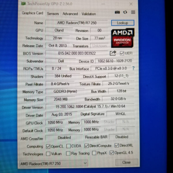 DELL Radeon R7 250 R7250 2GB GDDR3 128Bit - Gambar 5
