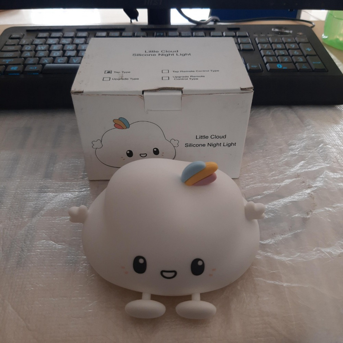 Lampu Tidur LED Awan Kecil Unik Putih Power Micro USB