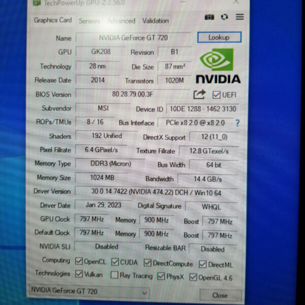 NVIDIA GeForce GT 720 GT720 1GB GDDR3 64 Bit - Gambar 5
