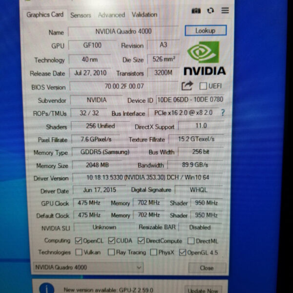 NVIDIA Quadro 4000 2 GB GDDR5 256 Bit - Gambar 5