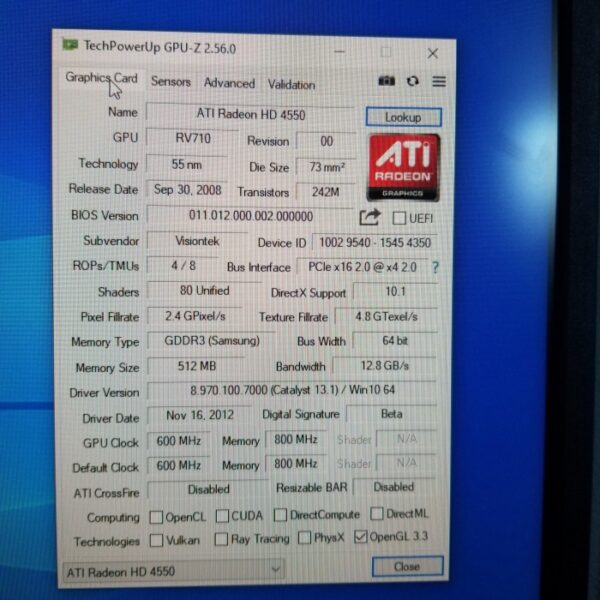 VISIONTEK Radeon HD 4550 HD4550 512MB GDDR3 64 Bit - Gambar 5