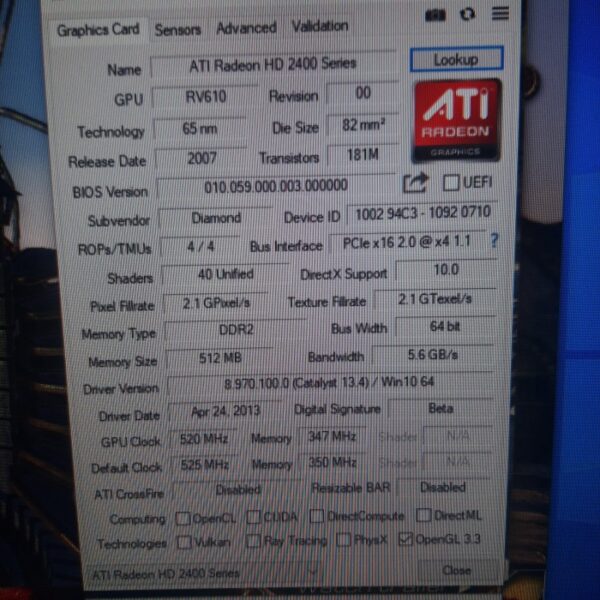 DIAMOND Radeon HD 2400 PRO HD 2400 512MB GDDR2 64 Bit - Gambar 5